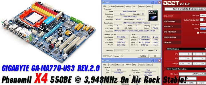 ระเบิดหัว PhenomII X2 550BE ไปกับ GIGABYTE GA-MA770-US3 REV. 2.0 