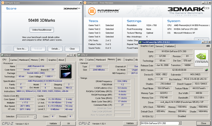 031 Phenom II 550 @ GA MA785GM US2H & MSI GTX260 Lightning