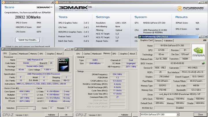 06 Phenom II 550 @ GA MA785GM US2H & MSI GTX260 Lightning
