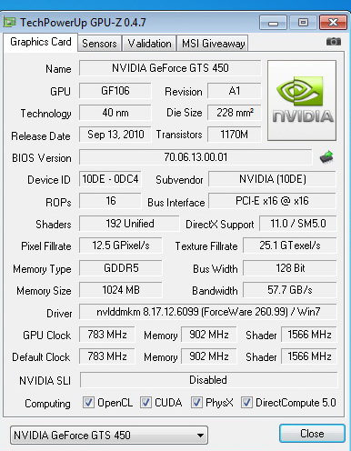 gpuz default inno3D GF GTS450 1GB DDR5