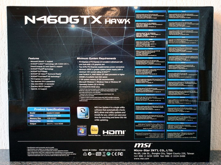 package2 MSI N460GTX HAWK  Review