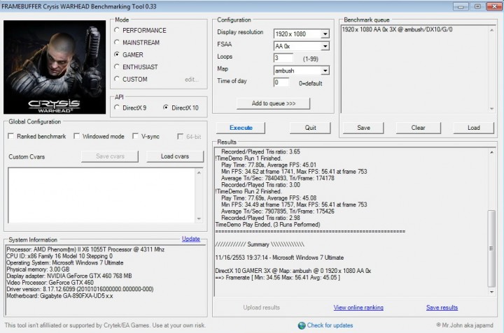 crysis 925 4400 1850 720x477 msi N460GTX Cyclone 768D5 OC EDITION