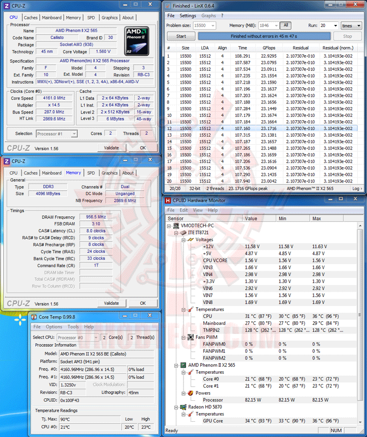 linx565 22 AMD Phenom II X2 565 Black Edition Unlock Core & Overclocking Review