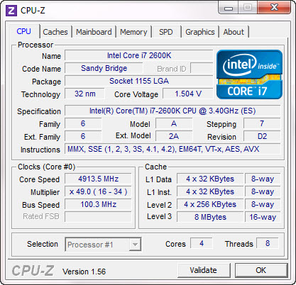 1 Sandy Bridge Core i7 2600K on MSI P67A GD65
