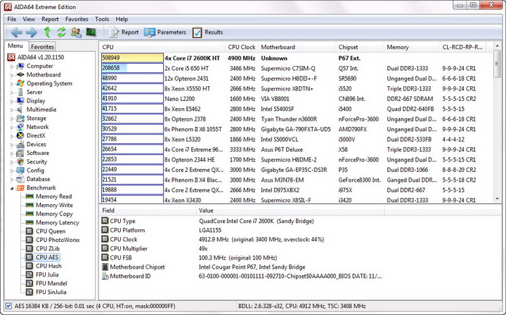 aes resize Sandy Bridge Core i7 2600K on MSI P67A GD65