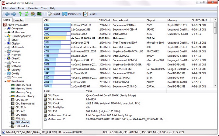 mandel resize Sandy Bridge Core i7 2600K on MSI P67A GD65
