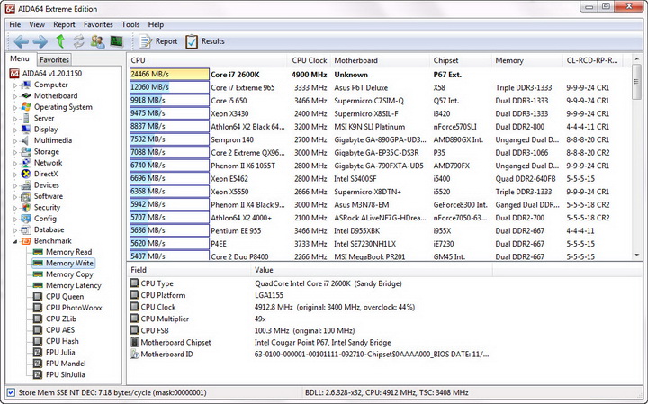 memwrite resize Sandy Bridge Core i7 2600K on MSI P67A GD65