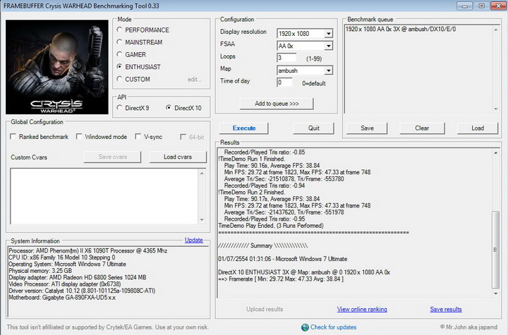 crysis2 1065 1065 GIGABYTE Radeon HD6870 1GB DDR5 Review