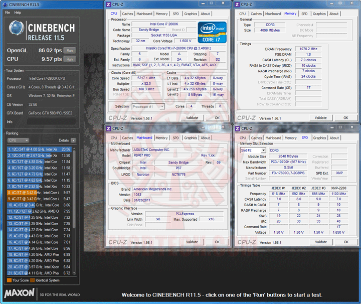 c11 Core i7 2600K @ 5,217MHz Rock Stable with ASUS P8P67 PRO