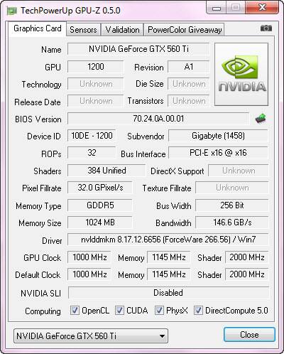 gpuz1 Gigabyte Nvidia GTX 560 Ti SUPEROVERCLOCK The New Generation of Nvidia