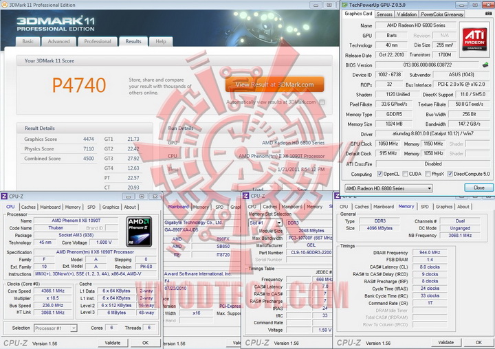 11 1050 1150 ASUS Radeon HD6870 1GB DDR5 Review