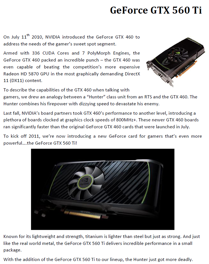 1 NVIDIA GeForce GTX 560 Ti 1GB GDDR5 Debut Review