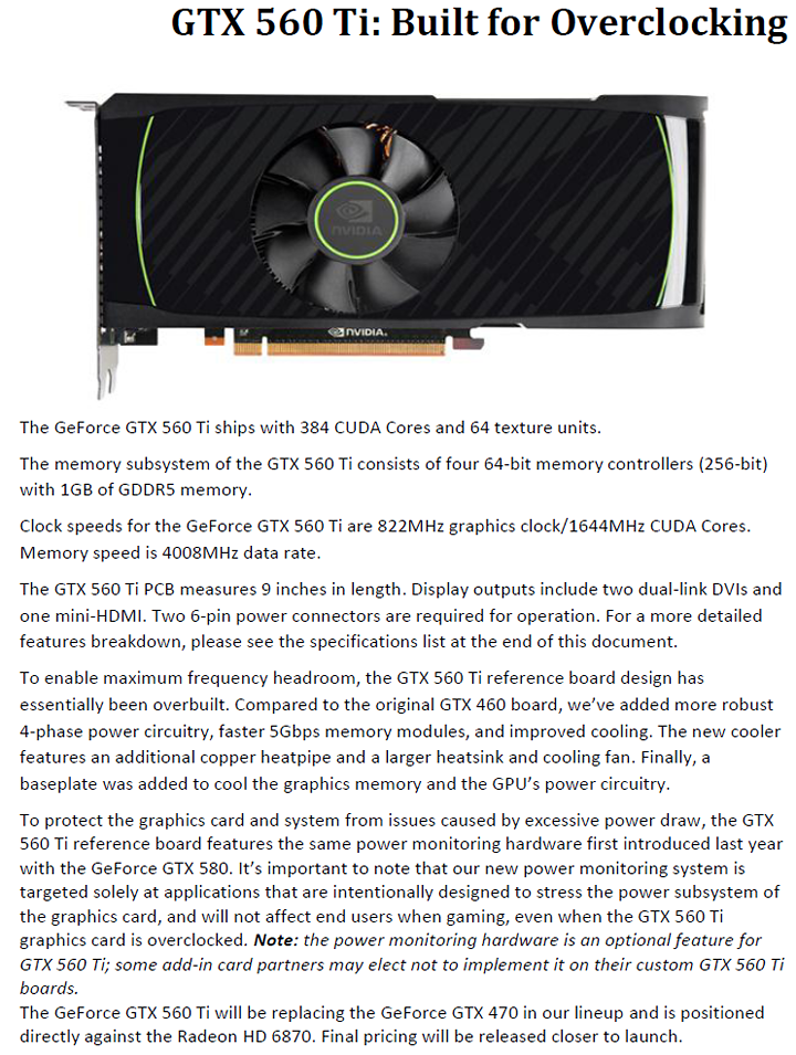 3 NVIDIA GeForce GTX 560 Ti 1GB GDDR5 Debut Review