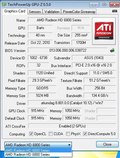 gpuz df AMD Radeon HD6870 Crossfire X Review