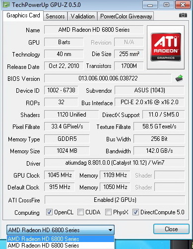 gpuz AMD Radeon HD6870 Crossfire X Review