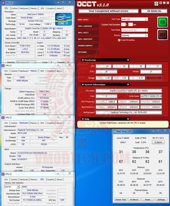occt occt GIGABYTE P67A UD5 Motherboard Review