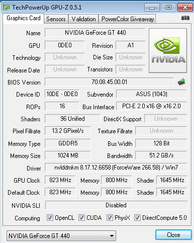 df df ASUS Geforce GT440 1GB GDDR5 Review