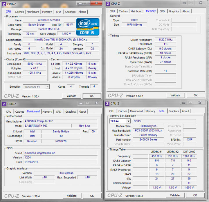 105x48 1120 9 10 9 27 1t 165v info cpuz 720x694 Asus SABERTOOTH P67 : Review