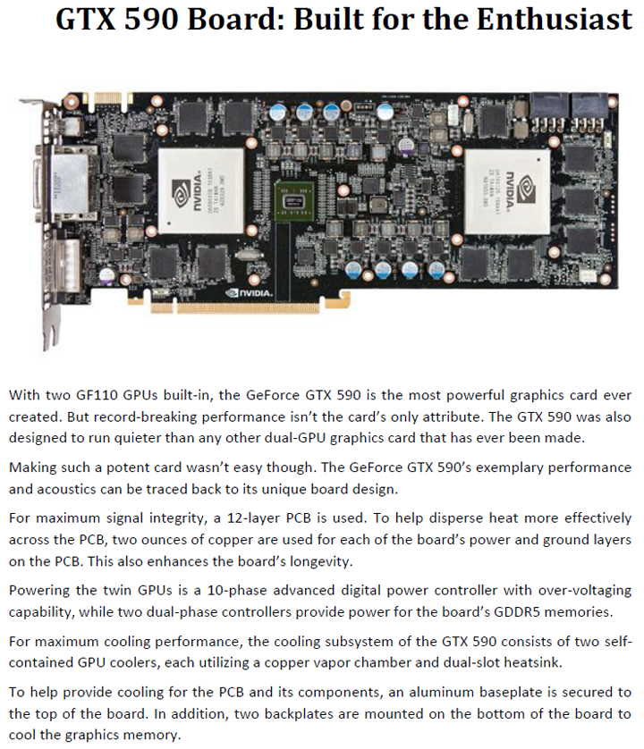2 NVIDIA GeForce GTX 590 3GB GDDR5 Debut Review