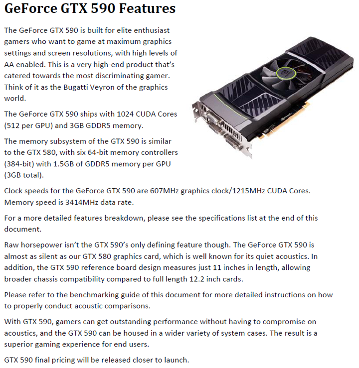8 NVIDIA GeForce GTX 590 3GB GDDR5 Debut Review