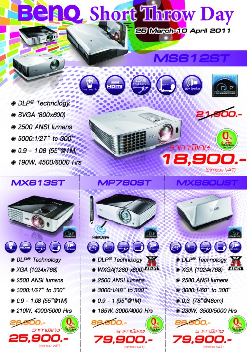 benq short throw day front 507x720 BenQ Short throw day 25 March   10 April 2011