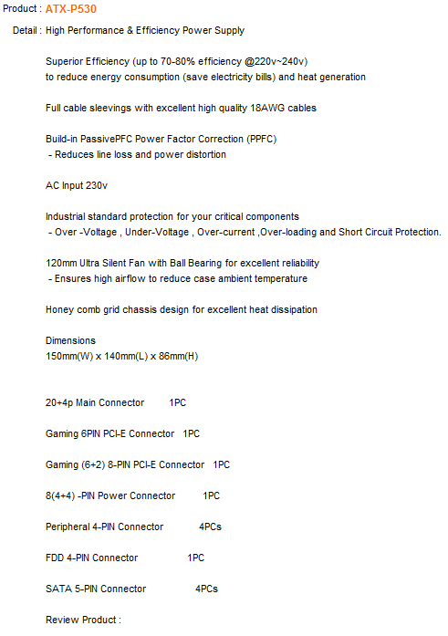 p530-spec p530 spec PLENTY P530 Power Supply