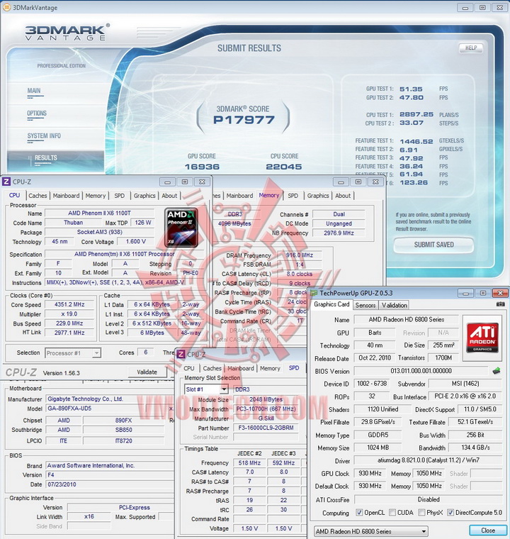 vantage 9301 msi HD 6870 HAWK 1GB DDR5 Review