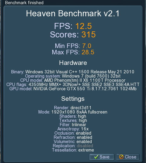 unigine 2011 04 28 21 37 44 91 GALAXY Geforce GTX 550Ti 1024MB GDDR5 Review