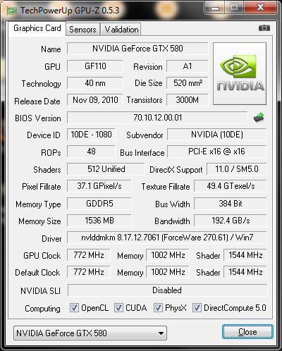 info gpu z 01 Inno3D GeForce GTX580 : Review