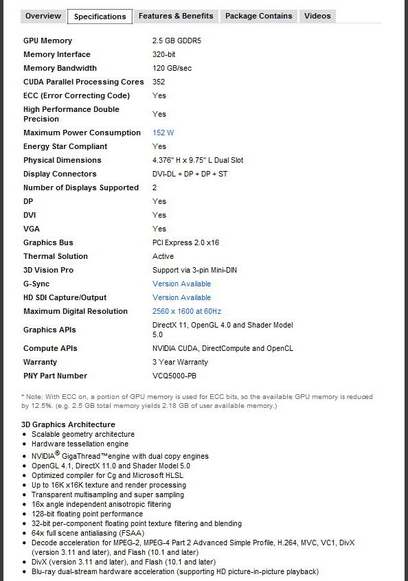 3 PNY Quadro 5000 2.5GB GDDR5 Review