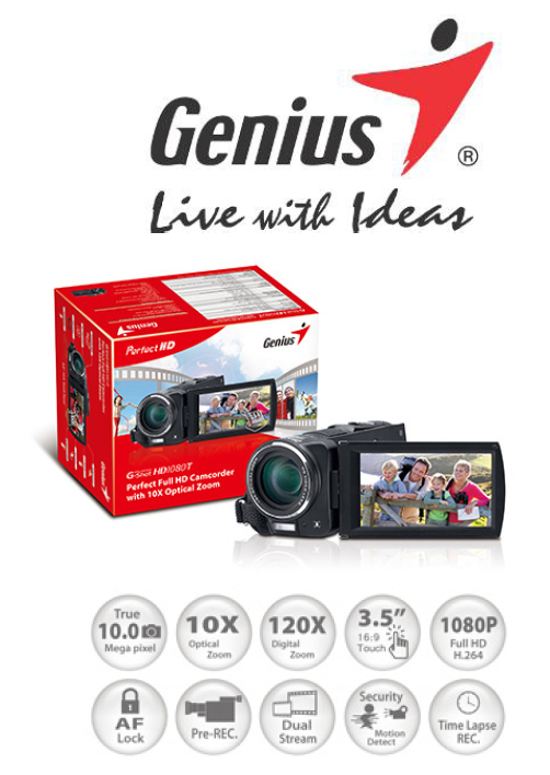 01 01 Genius G Shot HD1080T กล้องวิดีโอ ระดับ Full HD ซูมไกลถึง 1200X GHP 240X หูฟังแบบคล้องหู คุณภาพเยี่ยม และ GHP 220X ฟังไร้เสียงรบกวน