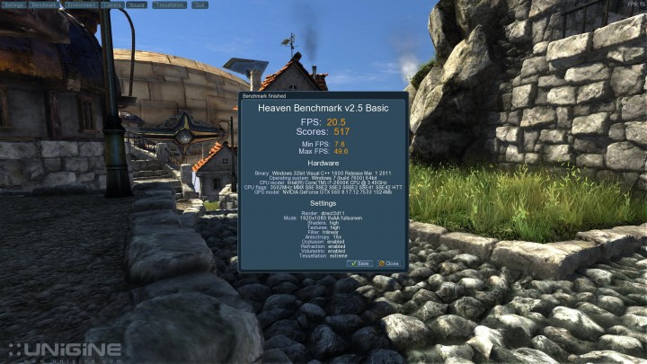 unigine oc 720x405 EVGA GeForce GTX560 Superclocked