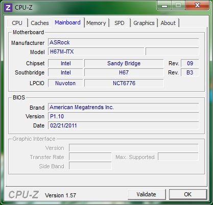 info cpuz mb ASRock H67M ITX : Review