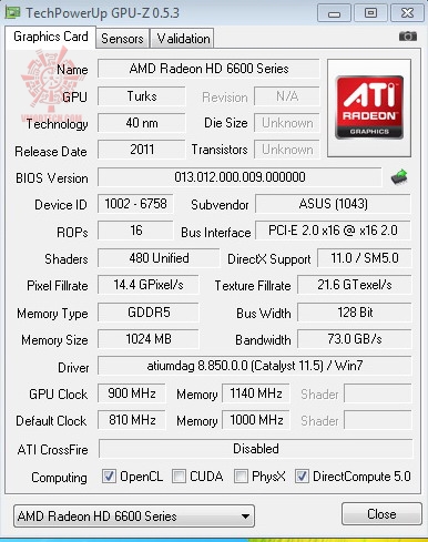 gpuz900 ASUS Radeon HD 6670 1GB GDDR5 Review
