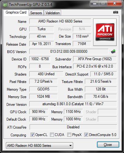 info oc gpuz 01 XFX Radeon HD6670 1GB GDDR5 : Review