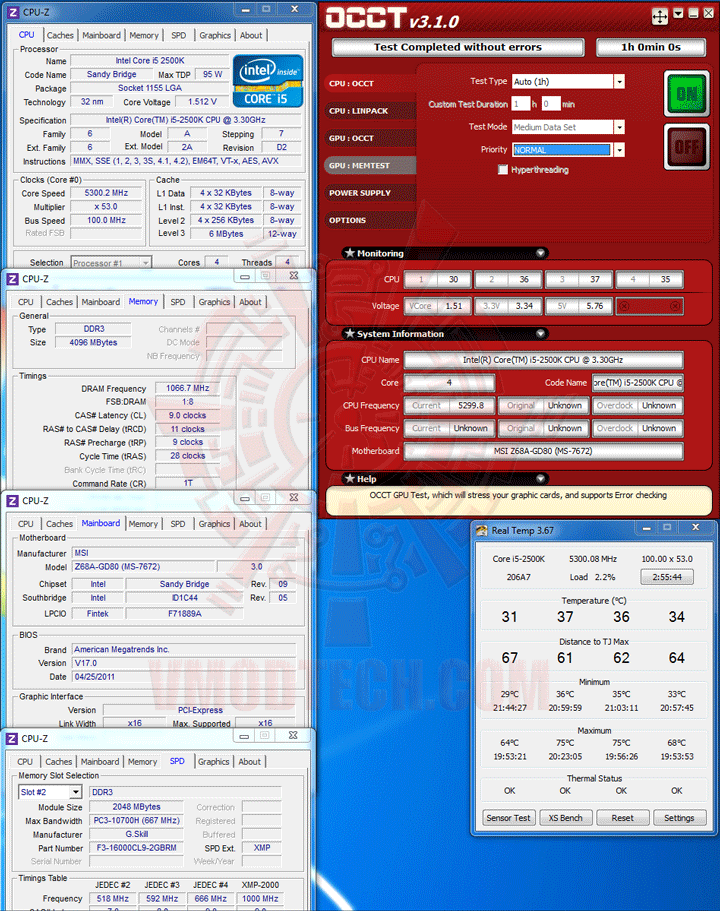 occt occt MSI Z68A GD80 B3 : Master of Performance & Stabilities