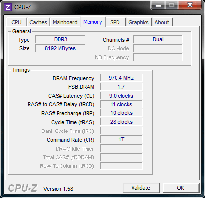 info cpuz memory 1 7 Corsair VENGEANCE DDR3 1600CL9 8GB : Review