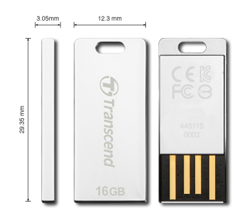 dimension t3s Transcend เปิดตัวผลิตภัณฑ์รุ่นใหม่ JetFlash T3S (Ultra slim USB Flash Drive)
