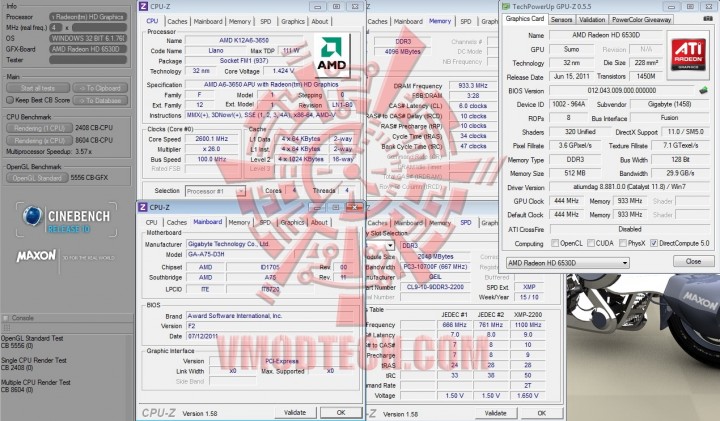 cinebench r10 720x421 AMD Liano A6 3650APU on GIGABYTE A75 D3H Review