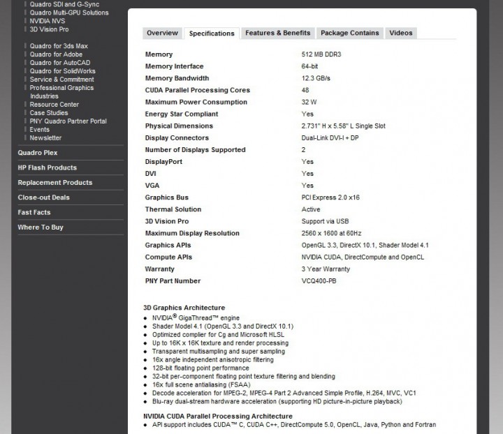 2 720x622 PNY QUADRO 400 512MB DDR3 Review