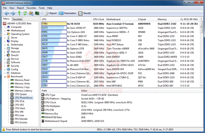 ev3 AMD FX 8150 Processor Performance Comparison 