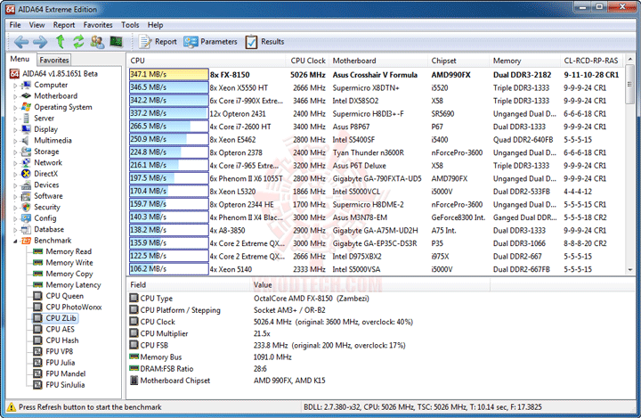 ev4 AMD FX 8150 Processor Performance Comparison 