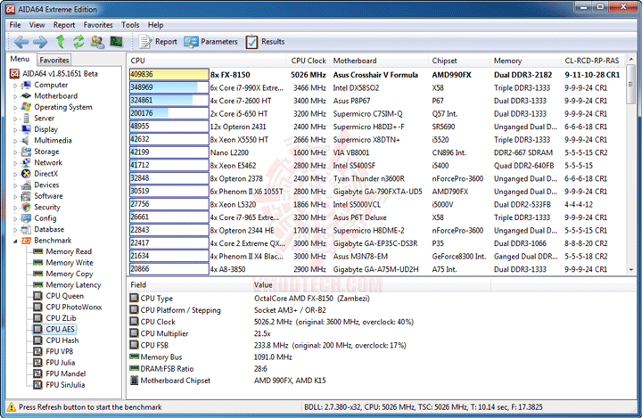 ev5 AMD FX 8150 Processor Performance Comparison 