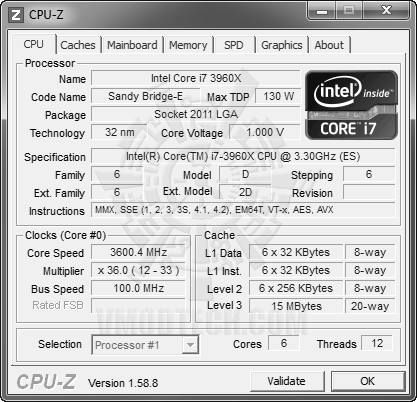 c1 2 Intel Core i7 3960X the first 6 cores Sandy Bridge processor