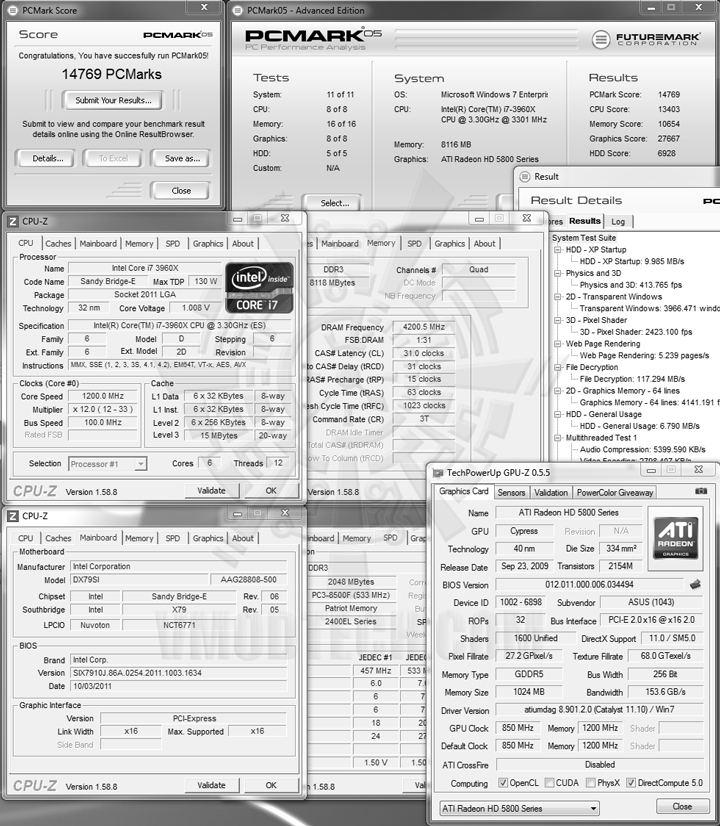pcm05 d Intel Core i7 3960X the first 6 cores Sandy Bridge processor