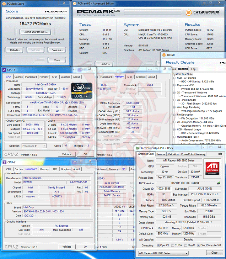 pcm05 Intel Core i7 3960X the first 6 cores Sandy Bridge processor