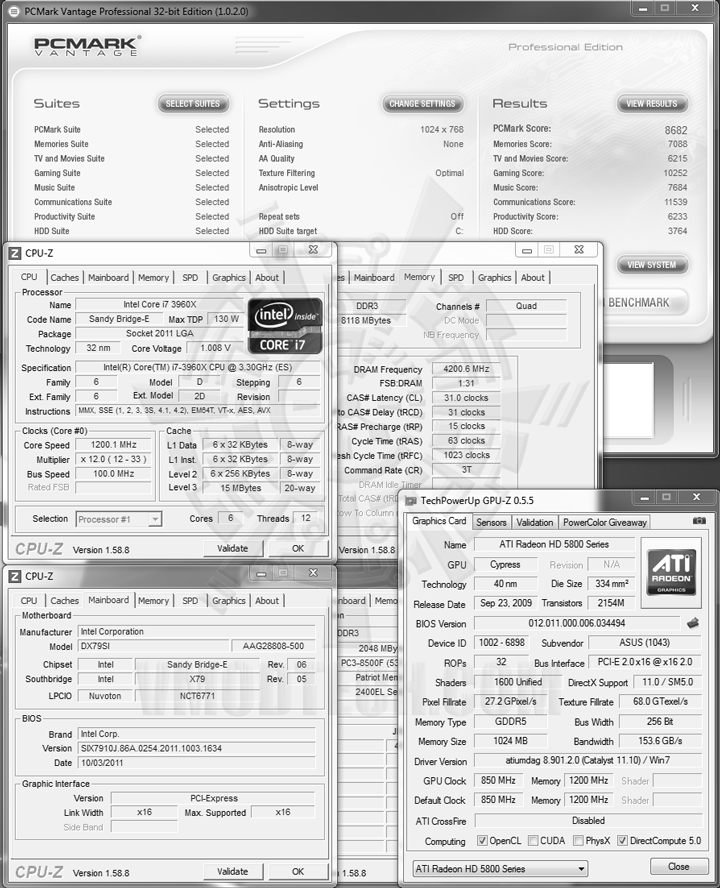 pcmv d Intel Core i7 3960X the first 6 cores Sandy Bridge processor