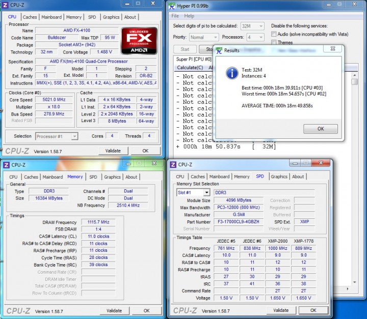 super pi 32 4 core 2 720x627 G.SKILL RipjawsZ Quad Channel at AMD Platform แรงเกิน Spec