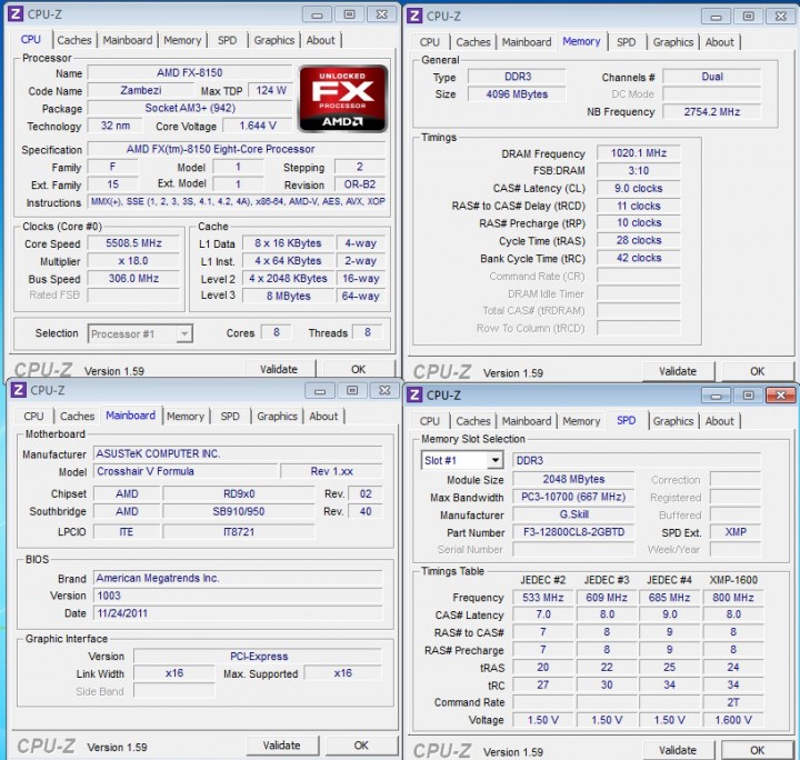 55 AMD FX 8150 Overclock 5.5Ghz On Water+Ice