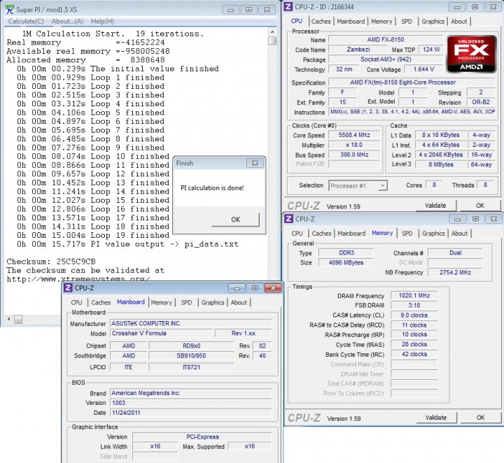 55pi1 AMD FX 8150 Overclock 5.5Ghz On Water+Ice